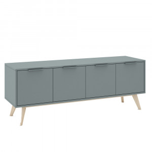 Comoda TV kaki/crem din lemn 140 cm Pisco Style Quiet Object