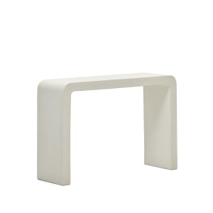 Consola alba din ciment 120 cm Aiguablava Kave Home