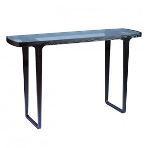 Consola neagra din lemn de frasin si sticla 130 cm Monfort Richmond Interiors