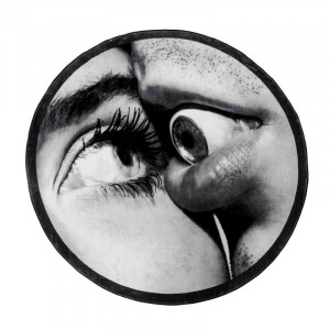 Covor alb/negru din bumbac si poliester 194 cm Eye&Mouth Toiletpaper Seletti