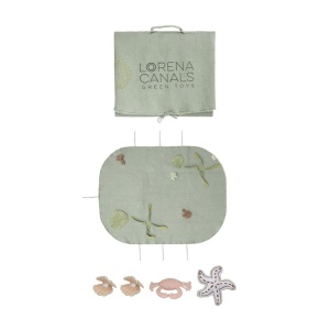 Covor de joaca cu 4 accesorii multicolor din bumbac 50x65 cm Under the Sea Lorena Canals