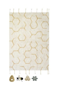 Covor de joaca cu 4 accesorii multicolor din bumbac 90x130 cm Pollination Lorena Canals