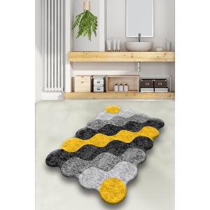 Covoras de baie multicolor din fibre sintetice 70x120 cm Circle Yellow The Home Collection