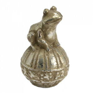 Decoratiune aurie din ceramica 18 cm Frog On Ball Amadeus