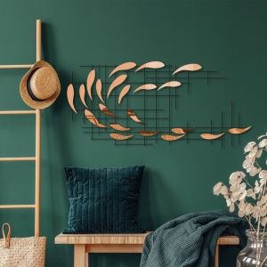 Decoratiune de perete maro din metal 45x100 cm Krysta The Home Collection