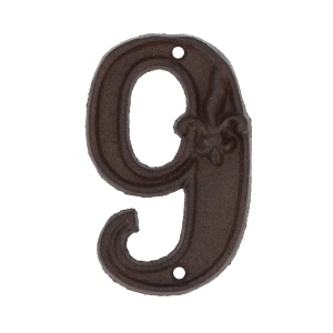 Decoratiune de perete maro din metal 8x12 cm Number 9 Esschert Design