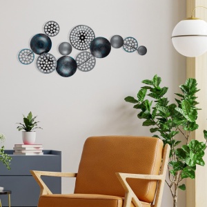 Decoratiune de perete multicolora din metal 42x90 cm Circle The Home Collection