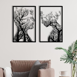 Decoratiune de perete neagra din metal 63x86 cm Faces The Home Collection