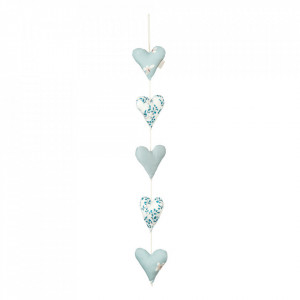 Decoratiune suspendabila albastra din bumbac organic Hearts Cam Cam