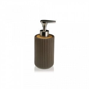 Dispenser sapun lichid maro din ceramica si bambus 7,5x17,5 cm Alma Versa Home
