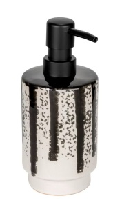 Dispenser sapun lichid negru/alb din ceramica 340 ml Subiza Wenko