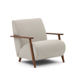 Fotoliu bej perla/maro din textil Meghan Chenille Kave Home