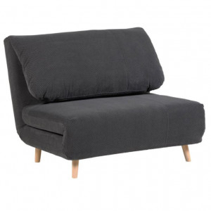 Fotoliu extensibil gri inchis din textil si lemn de pin Khina Kave Home