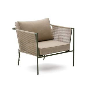 Fotoliu exterior crem/verde din textil Zivia Kave Home