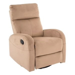 Fotoliu recliner bej din catifea Olimp The Home Collection