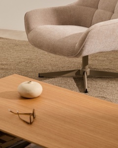 Fotoliu rotativ bej/gri din textil Teryl Kave Home