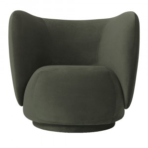 Fotoliu verde pin din catifea Rico Ferm Living