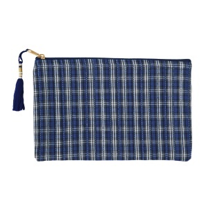 Geanta pentru cosmetice albastra/gri din bumbac Bellamy Madam Stoltz