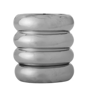 Ghiveci cu farfurioara argintiu din ceramica 16 cm Shine Bloomingville