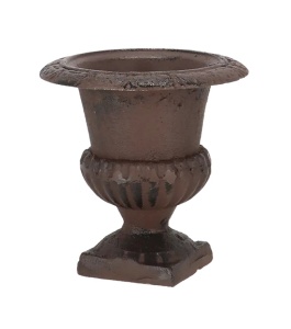 Ghiveci cu suport maro din metal 17 cm French Esschert Design