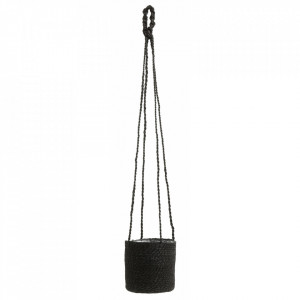 Ghiveci suspendabil negru din iuta si PVC 16 cm Jute Hanging Pot Nordal