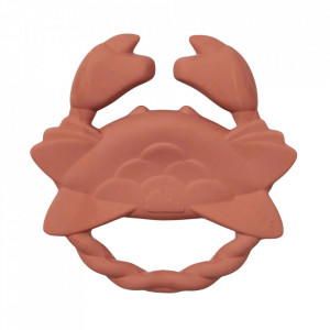 Jucarie dentitie maro sienna din cauciuc natural Crab Cam Cam
