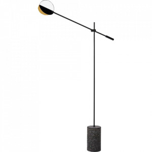 Lampadar negru din metal si terrazzo cu LED 135 cm Leaves Floor Bolia