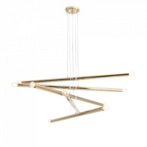 Lustra aurie din metal cu 10 becuri Tubo Quiet Object