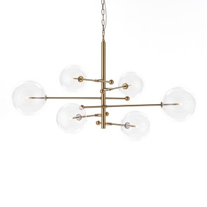 Lustra aurie din metal cu 6 becuri Isos Thai Natura