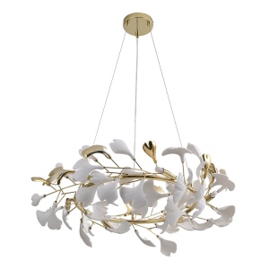 Lustra aurie din metal cu 6 becuri Leaf Zuma Line