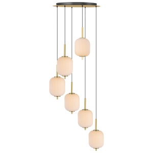 Lustra aurie din metal cu 6 LED-uri Akari Pendant Zuma Line