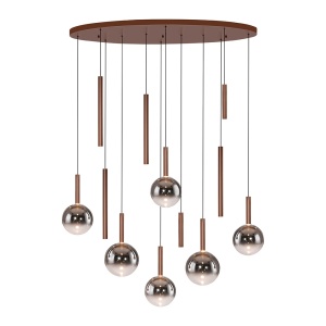 Lustra maro din metal cu 12 LED-uri Bowl Zuma Line