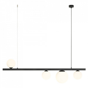Lustra neagra/alba din sticla cu 4 becuri Garda Line Quiet Object