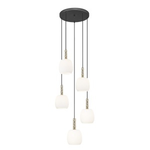 Lustra neagra/aurie din metal cu 5 becuri Calvo Zuma Line