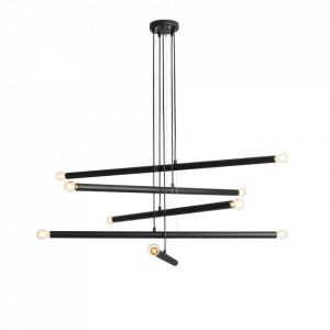 Lustra neagra din metal cu 10 becuri Tubo Quiet Object