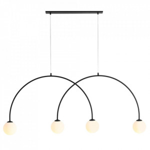Lustra neagra din sticla cu 4 becuri Lea Wide Quiet Object