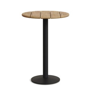 Masa bar exterior maro/neagra din lemn 70 cm Saura Natural Kave Home
