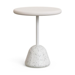 Masa bistro exterior alba din ciment 70 cm Saura Natural Kave Home