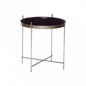 Masa cafea argintie din metal si oglinda 43 cm Mirror Hubsch