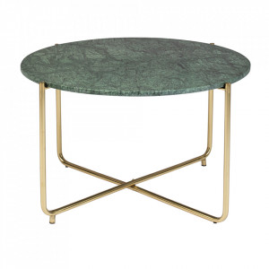 Masa de cafea aurie/verde din marmura 70 cm Timpa Quiet Object