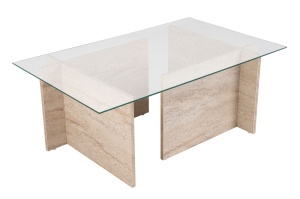 Masa de cafea crem din sticla 65x105 cm Vetrino Nordure