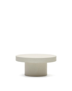 Masa de cafea exterior alba din ciment 90 cm Aiguablava Kave Home