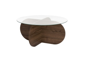 Masa de cafea maro inchis/transparenta din sticla 75 cm Aeris Nordure