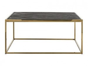 Masa de cafea neagra/aurie din lemn si inox 90x90 cm Blackbone Richmond Interiors