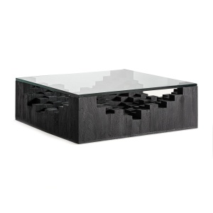 Masa de cafea neagra din lemn 98x98 cm Petria Vical Home