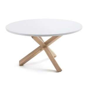 Masa dining alba din lemn 135 cm Lotus Kave Home