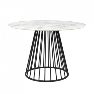 Masa dining alba/neagra din metal 110 cm Floris Quiet Object
