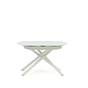 Masa dining extensibila alba din metal 100x130(190) cm Vashti Kave Home