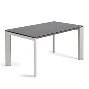 Masa dining extensibila alba/gri din metal 90x(160)220 cm Axis Vulcano Roca Kave Home