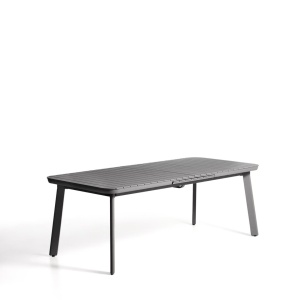 Masa dining extensibila exterior gri grafit din metal 100x220(280) cm Izola Kave Home